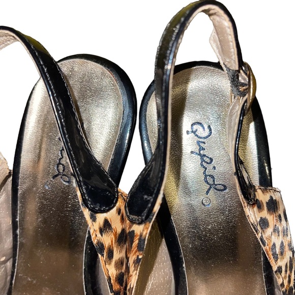 Quips Women’s Slingback Open Toe Platform Heels Leopard Lace Overlay Size 7 - Picture 6 of 8